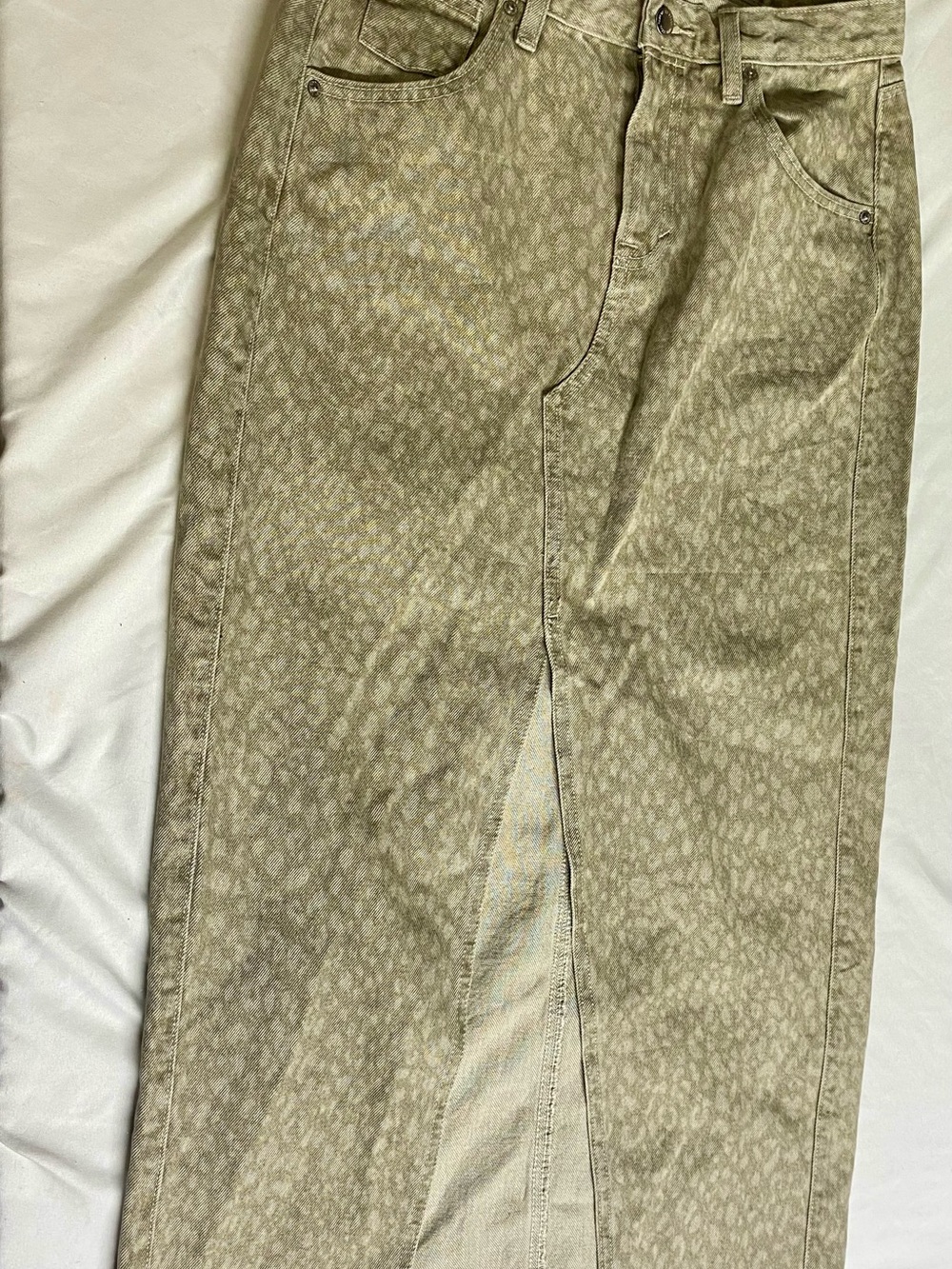 Universal Thread Olive Green Maxi Skirt with Subtle Animal Print